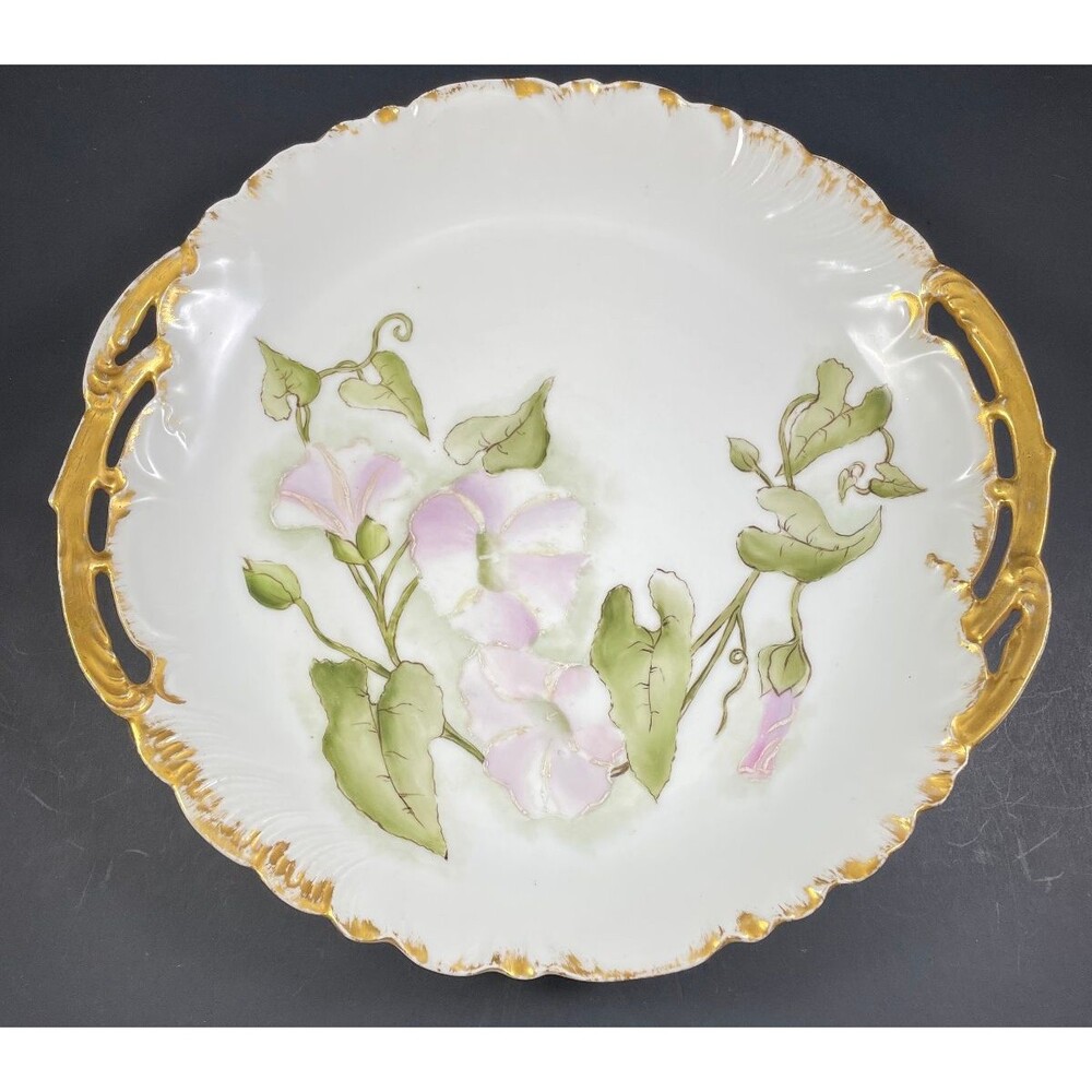 CFH GDM Platter Tray Cake Plate 12" France Haviland Hand Painted Floral Antique